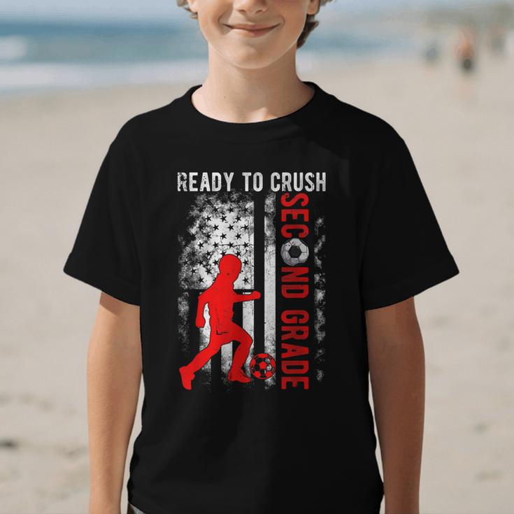 Ready To Crush Second Grade Soccer USA Flag Back To School Graphic Kid T-Shirt Ready To Crush Second Grade Soccer USA Flag Back To School Graphic Kid T-Shirt