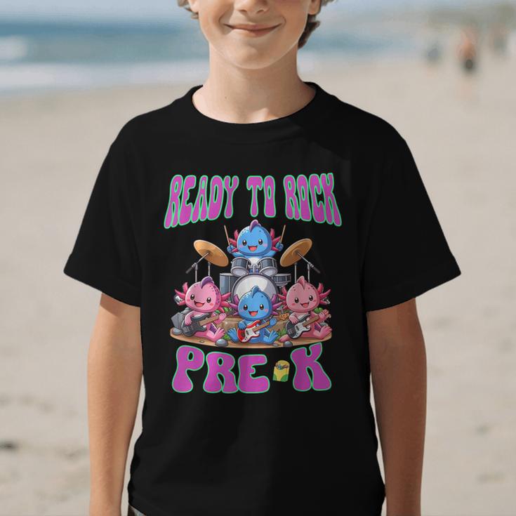 Ready To Rock Pre K Back To School Axolotl Preschool Graphic Kid T-Shirt