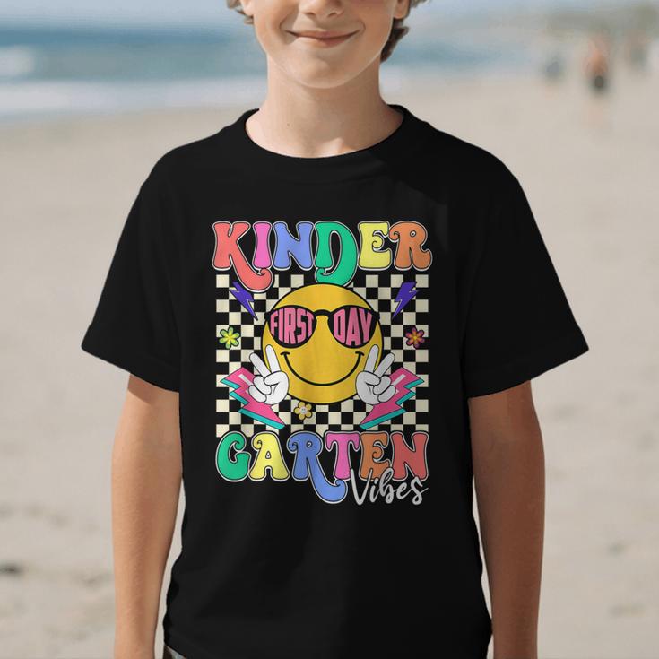 Retro Groovy Kinder Garten Vibes Smile Team Back To School Graphic Kid T-Shirt Retro Groovy Kinder Garten Vibes Smile Team Back To School Graphic Kid T-Shirt