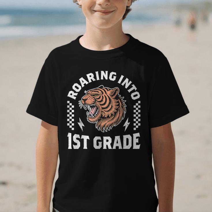 Roaring Into 1st Grade Roaring Tiger Back To School Boy Girl Graphic Kid T-Shirt Roaring Into 1st Grade Roaring Tiger Back To School Boy Girl Graphic Kid T-Shirt