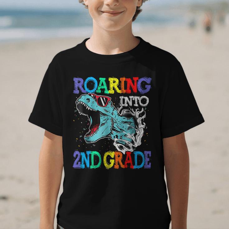 Roaring Into 2Nd Grade DinosaurRex Back To School Graphic Kid T-Shirt Roaring Into 2Nd Grade DinosaurRex Back To School Graphic Kid T-Shirt