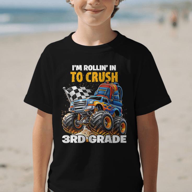 Rollin Crush Monster Truck Back To School 3rd Grade Boys Graphic Kid T-Shirt