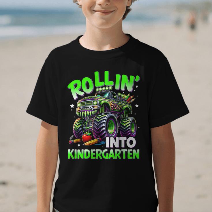 Rollin' Into Kindergarten Monster Truck Back To School Boys Graphic Kid T-Shirt