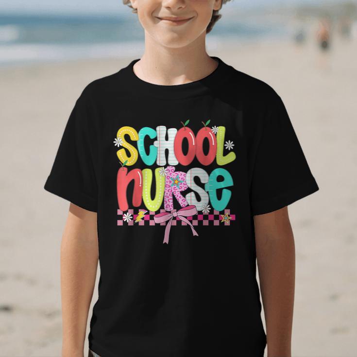 School Nurse Appreciation Day Coquette Bow Back To School Graphic Kid T-Shirt School Nurse Appreciation Day Coquette Bow Back To School Graphic Kid T-Shirt
