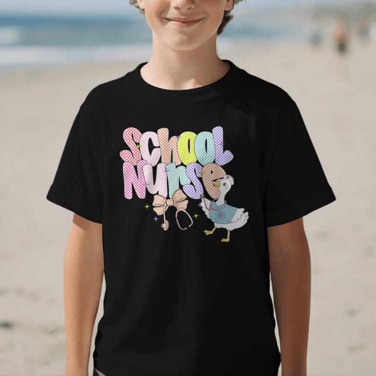 School Nurse Back To School Silly School Nurse Goose Graphic Kid T-Shirt