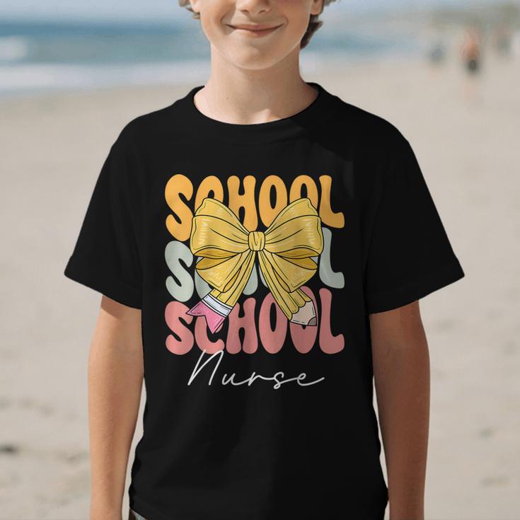 School Nurse Groovy Coquette Bow Cute Back To School Graphic Kid T-Shirt