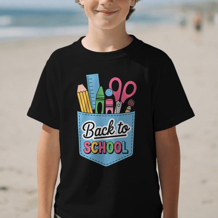 School Supplies In Pocket Back To School Boys Girls Graphic Kid T-Shirt