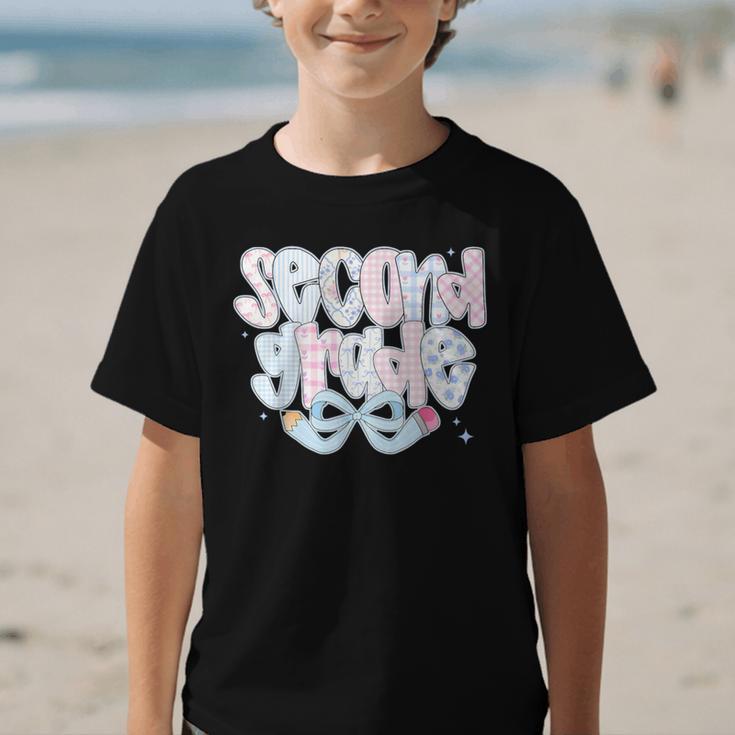 Second Grade Coquette Bow First Day Of School Back To School Graphic Kid T-Shirt Second Grade Coquette Bow First Day Of School Back To School Graphic Kid T-Shirt