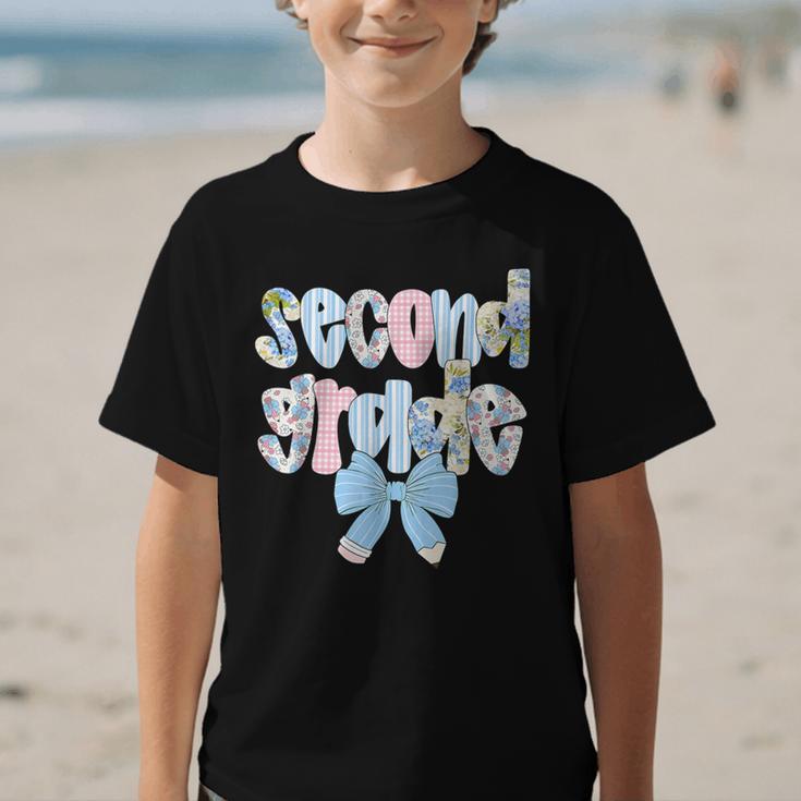 Second Grade Coquette Bow Pencil First Day Back To School Graphic Kid T-Shirt Second Grade Coquette Bow Pencil First Day Back To School Graphic Kid T-Shirt