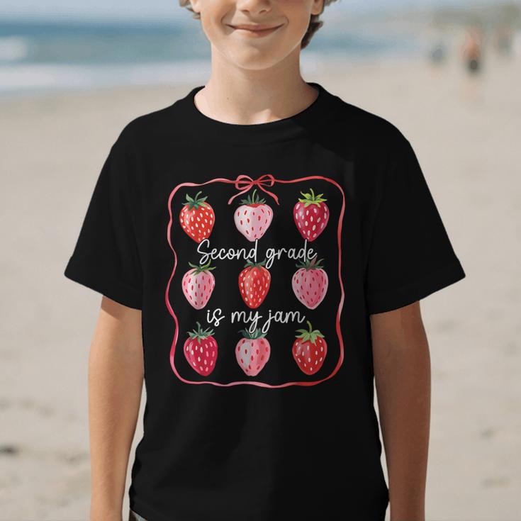 Second Grade Is My Jam Strawberry 2nd Grade Back To School Graphic Kid T-Shirt