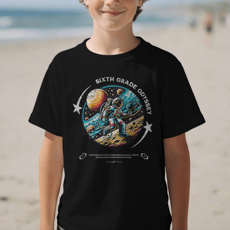 Sixth Grade Back To School Space Rocket Astronaut Graphic Kid T-Shirt