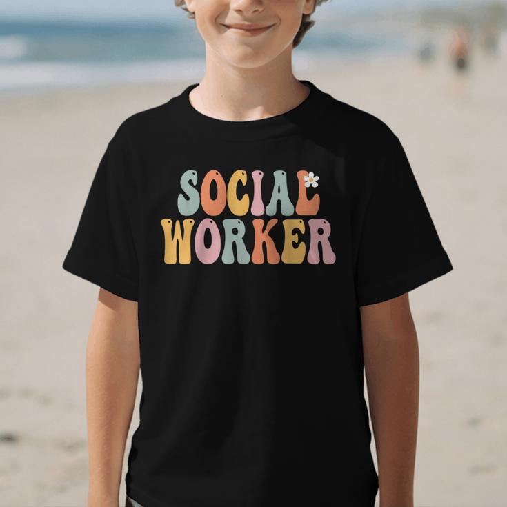 Social Worker Groovy Women Appreciation Day Back To School Graphic Kid T-Shirt