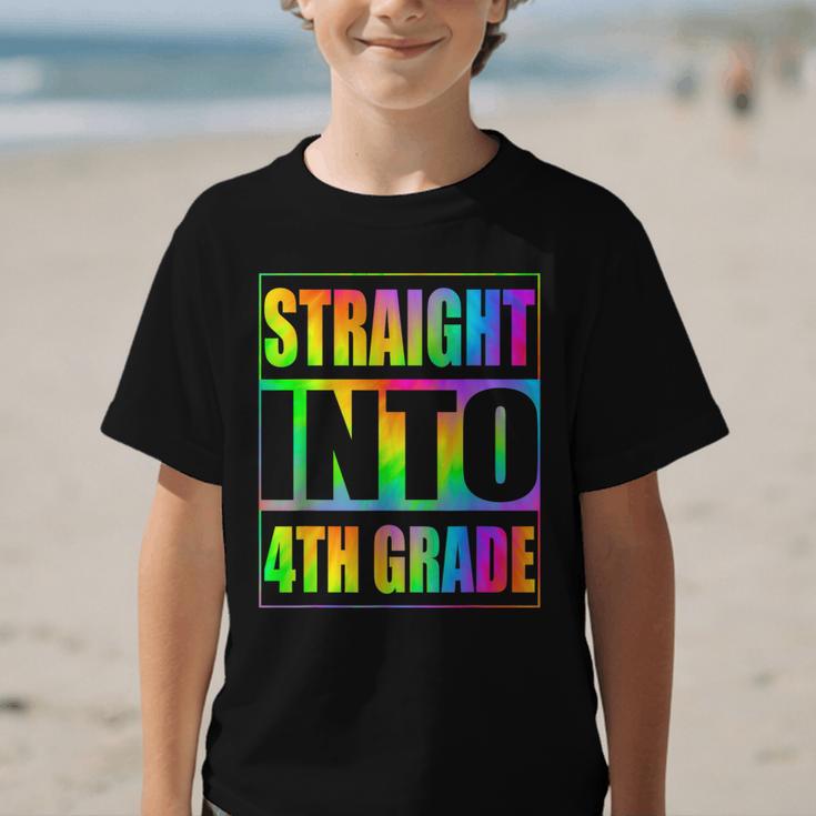 Straight Into 4th Grade Fourth Grade Back To School Graphic Kid T-Shirt
