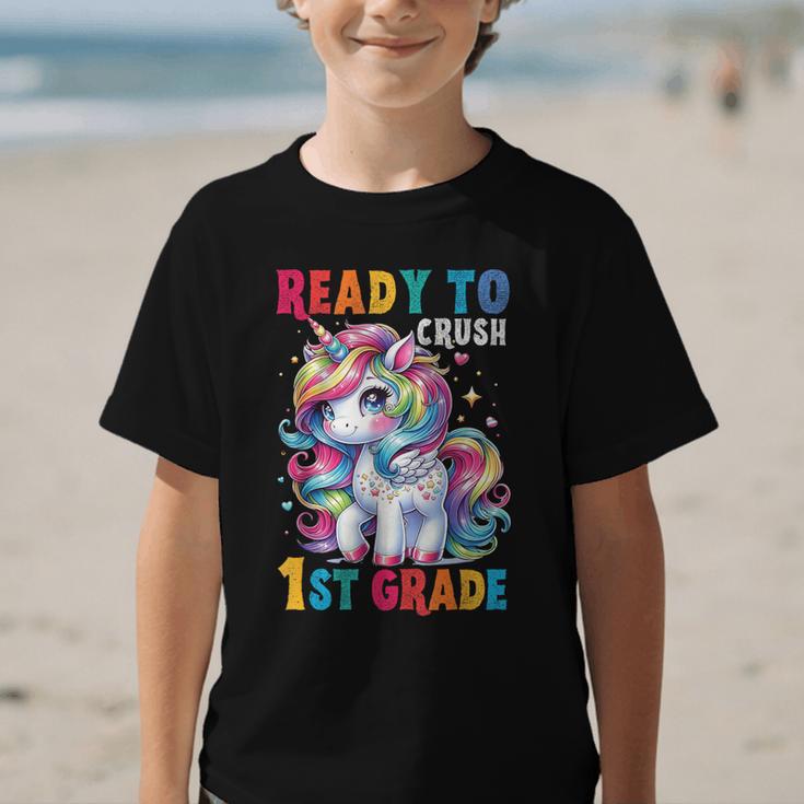 Student Unicorn Ready Back To School Crush 1st Grade Girls Graphic Kid T-Shirt Student Unicorn Ready Back To School Crush 1st Grade Girls Graphic Kid T-Shirt