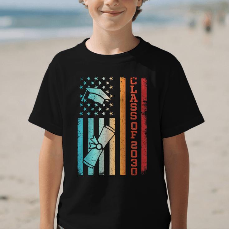Vintage Class Of 2030 Graduation Back To School USA Flag Graphic Kid T-Shirt Vintage Class Of 2030 Graduation Back To School USA Flag Graphic Kid T-Shirt