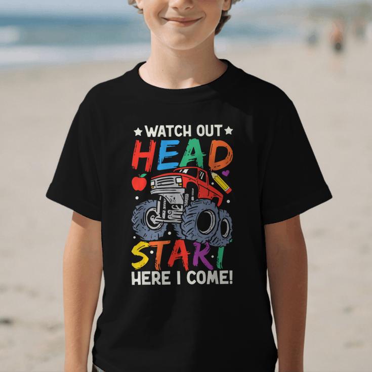 Watch Out HeadStart Here I Come Monster Truck Back To School Graphic Kid T-Shirt Watch Out HeadStart Here I Come Monster Truck Back To School Graphic Kid T-Shirt