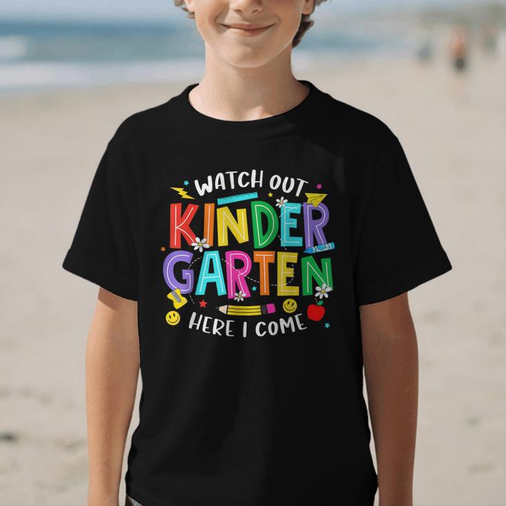 Watch Out Kindergarten Here I Come Kinder Back To School Kid Graphic Kid T-Shirt