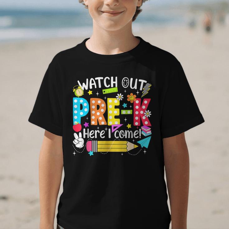 Watch Out Pre-K Here I Come Kinder Back To School Pre-K Kids Graphic Kid T-Shirt Watch Out Pre-K Here I Come Kinder Back To School Pre-K Kids Graphic Kid T-Shirt
