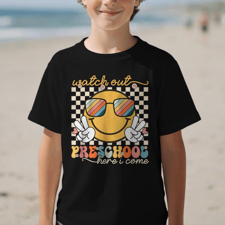 Watch Out Preschool Grade Here I Come Back To School Graphic Kid T-Shirt Watch Out Preschool Grade Here I Come Back To School Graphic Kid T-Shirt