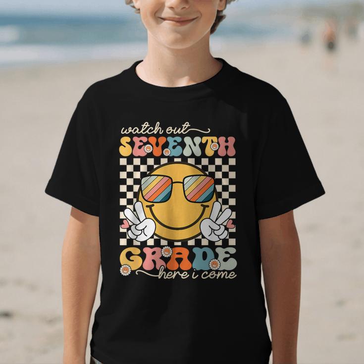 Watch Out Seventh Grade Here I Come Back To School 7th Grade Graphic Kid T-Shirt