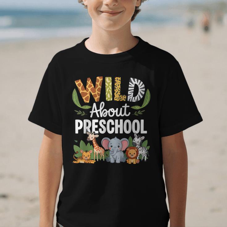 Wild About Preschool Back To School Jungle Theme Classroom Graphic Kid T-Shirt Wild About Preschool Back To School Jungle Theme Classroom Graphic Kid T-Shirt