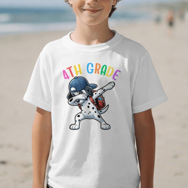 4th Grade Crew Dalmatian Dog Dabbing Back To School Premium Tri-Blend Graphic Kid T-Shirt