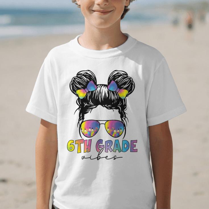 6th Grade Vibes Messy Hair Bun Girl Back To School First Day Graphic Kid T-Shirt 6th Grade Vibes Messy Hair Bun Girl Back To School First Day Graphic Kid T-Shirt
