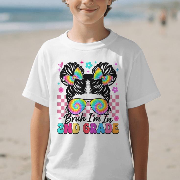 Back To School Bruh I'm In 2nd Grade Cute Girls Messy Bun Graphic Kid T-Shirt Back To School Bruh I'm In 2nd Grade Cute Girls Messy Bun Graphic Kid T-Shirt