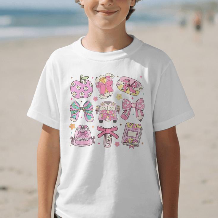 Back To School Coquette Bow Pencil School Students Girls Graphic Kid T-Shirt Back To School Coquette Bow Pencil School Students Girls Graphic Kid T-Shirt