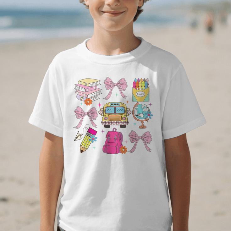 Back To School Coquette School Bus Pencil Graphic Kid T-Shirt