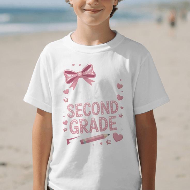 Back To School Cute Pink Coquette Girls Hello Second Grade Graphic Kid T-Shirt Back To School Cute Pink Coquette Girls Hello Second Grade Graphic Kid T-Shirt