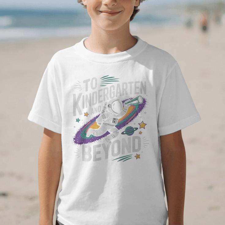 Back To School To Kindergarten And Beyond Astronaut In Space Premium Tri-Blend Graphic Kid T-Shirt