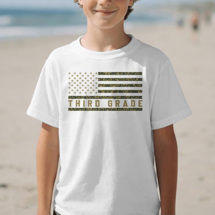Camo American Flag Third Grade Back To School 3rd Grade Premium Tri-Blend Graphic Kid T-Shirt