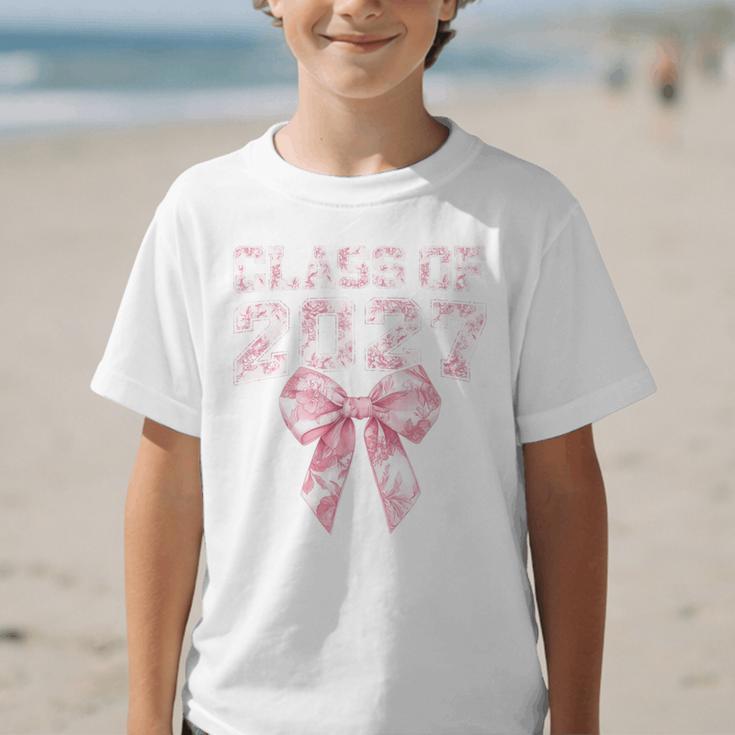 Class Of 2027 Preppy Coquette Bow Back To School Graduation Premium Tri-Blend Graphic Kid T-Shirt