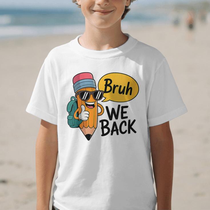 Cool Cartoon Pencil Saying Bruh Back To School Graphic Kid T-Shirt Cool Cartoon Pencil Saying Bruh Back To School Graphic Kid T-Shirt
