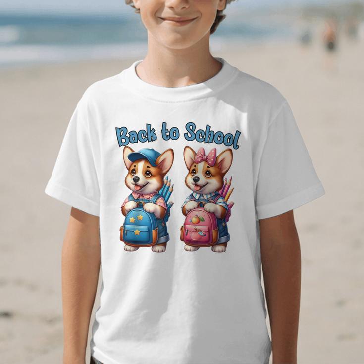 Corgi Dog Student To School Happy Back To School Graphic Kid T-Shirt