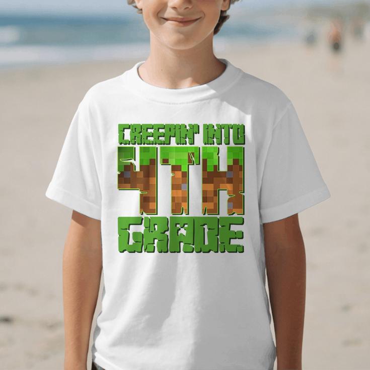 Creepin’ Into 4th Grade Kids Boy Gamer Pixel Back To School Performance Graphic Kid T-Shirt