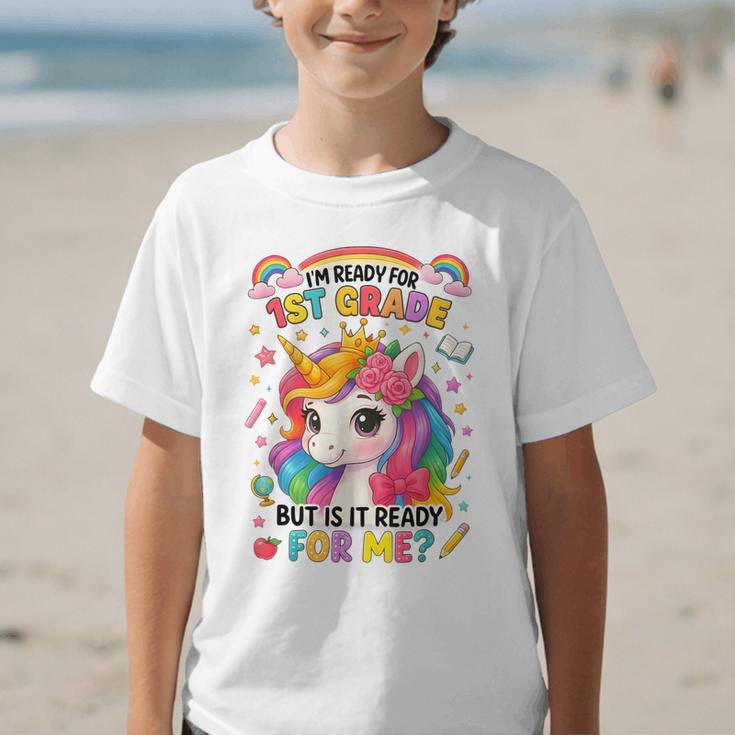 Crush First Grade Girls Back To School Unicorn First Day Graphic Kid T-Shirt