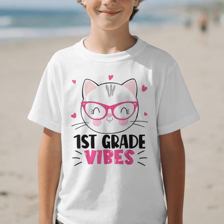 Cute 1st Grade Vibes Cat Kitten Lover Back To School Girls Graphic Kid T-Shirt Cute 1st Grade Vibes Cat Kitten Lover Back To School Girls Graphic Kid T-Shirt