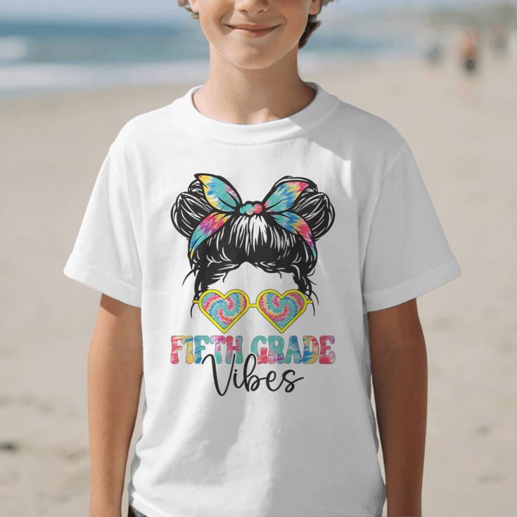 Fifth Grade Vibes Messy Hair Bun Girl Back To School 5th Graphic Kid T-Shirt Fifth Grade Vibes Messy Hair Bun Girl Back To School 5th Graphic Kid T-Shirt