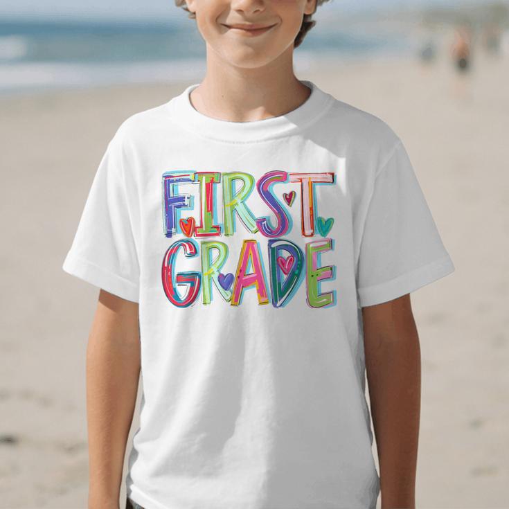 First Grade Back To School Happy First Day Of School Graphic Kid T-Shirt First Grade Back To School Happy First Day Of School Graphic Kid T-Shirt