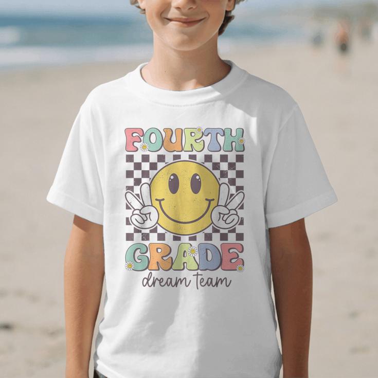 Fourth Grade Dream Team Smile Face Back To School 4th Grade Graphic Kid T-Shirt Fourth Grade Dream Team Smile Face Back To School 4th Grade Graphic Kid T-Shirt