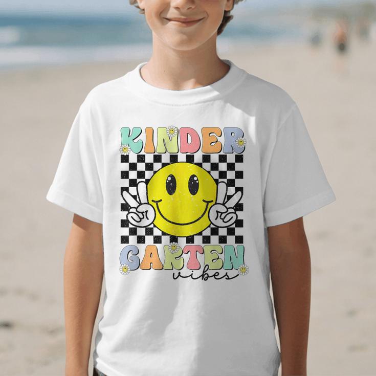 Girls Kindergarten Vibes Smile Face Back To School Kinder Graphic Kid T-Shirt Girls Kindergarten Vibes Smile Face Back To School Kinder Graphic Kid T-Shirt
