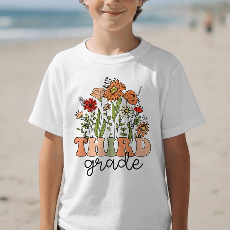 Groovy Third Grade Wildflowers Back To School 3rd Grade Graphic Kid T-Shirt Groovy Third Grade Wildflowers Back To School 3rd Grade Graphic Kid T-Shirt