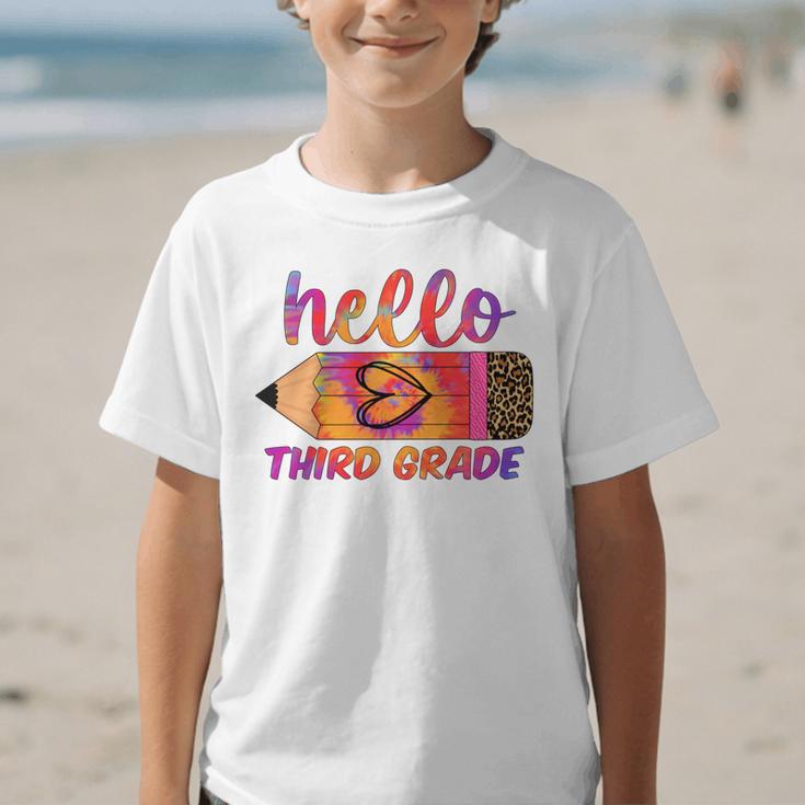Hello Third Grade Back To School Pencil Tie Dye 3rd Grade Performance Graphic Kid T-Shirt
