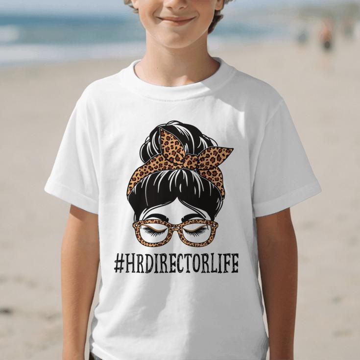 HR Director Leopard Messy Bun Appreciation Back To School Performance Graphic Kid T-Shirt