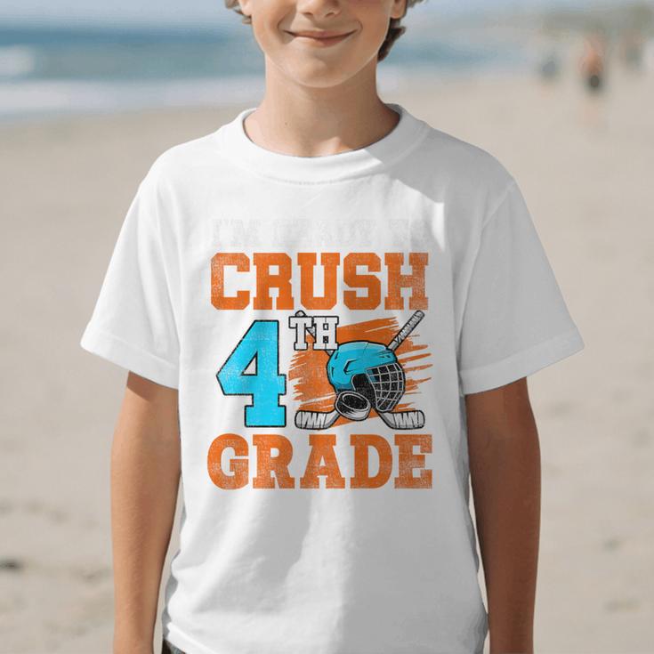 I'm Ready To Crush 4th Grade Hockey Kids Back To School Premium Tri-Blend Graphic Kid T-Shirt