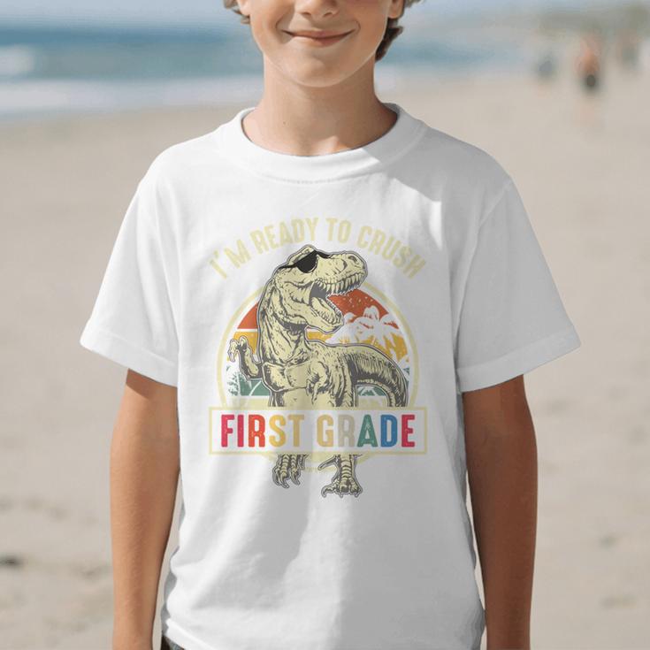 I'm Ready To Crush First Grade DinosaurRex Back To School Performance Graphic Kid T-Shirt I'm Ready To Crush First Grade DinosaurRex Back To School Performance Graphic Kid T-Shirt