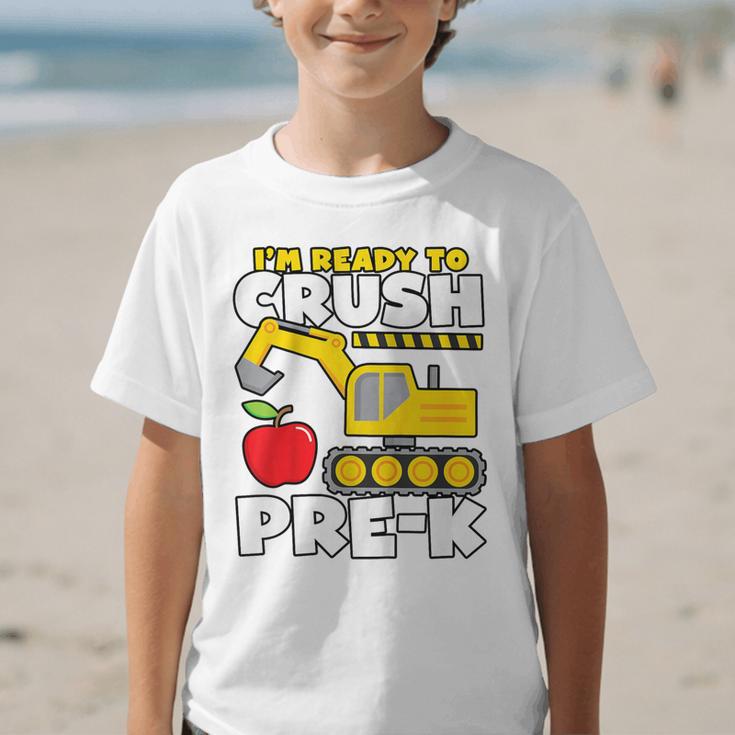 I'm Ready To Crush Pre-K Excavator Back To School Boys Graphic Kid T-Shirt I'm Ready To Crush Pre-K Excavator Back To School Boys Graphic Kid T-Shirt