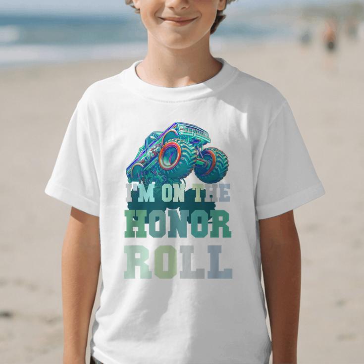 Kids I'M ON HONOR ROLL Monster Trucks Back To School Bruh Graphic Kid T-Shirt Kids I'M ON HONOR ROLL Monster Trucks Back To School Bruh Graphic Kid T-Shirt